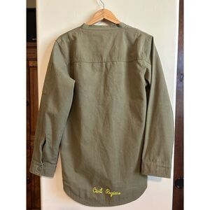 Civil Regime Military Style Overcoat Size M Olive Green Yellow Embroidery